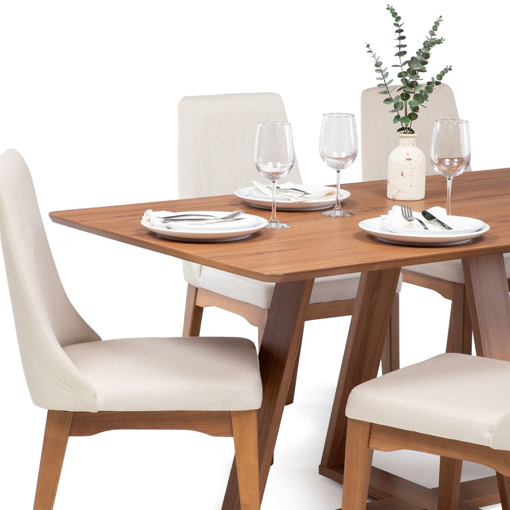 COMEDOR 6 SILLAS ELSIE NATURAL BEIGE & MOX