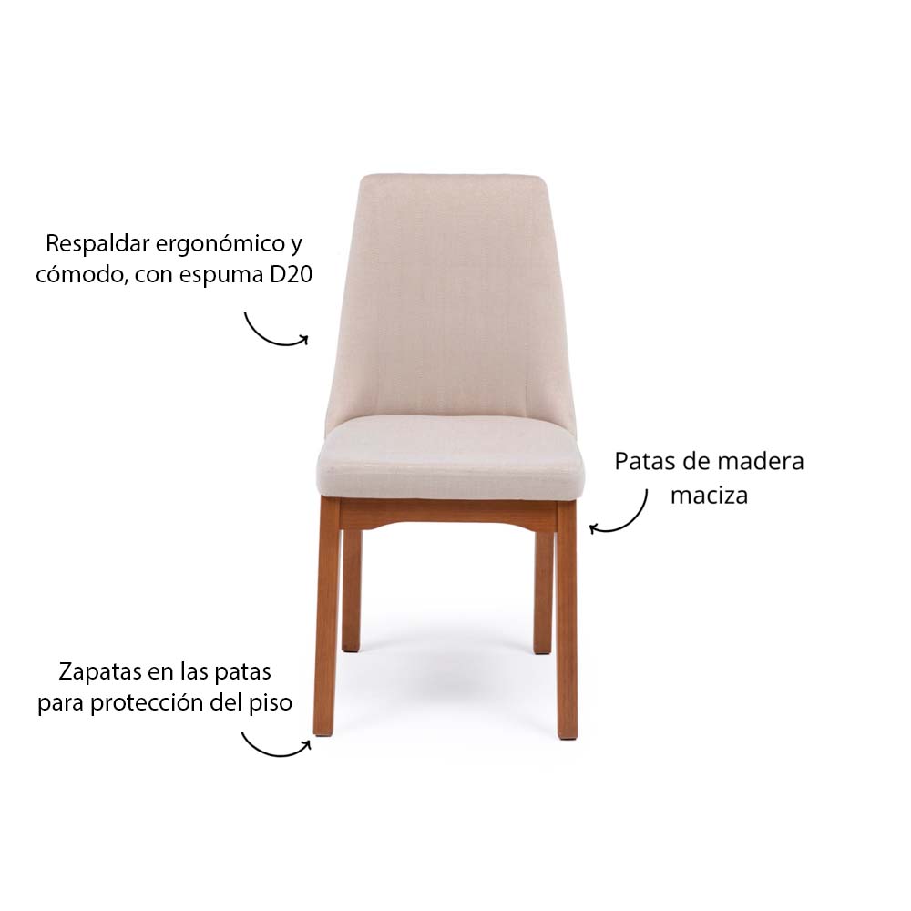 COMEDOR 6 SILLAS ELSIE NATURAL BEIGE & MOX