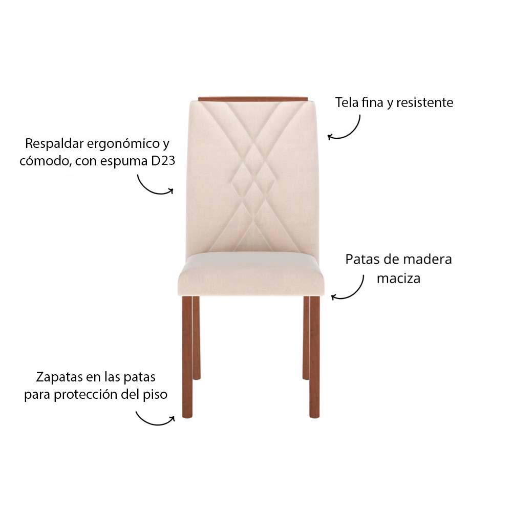COMEDOR 6 SILLAS MEGAN / MESA AVENA CANELA