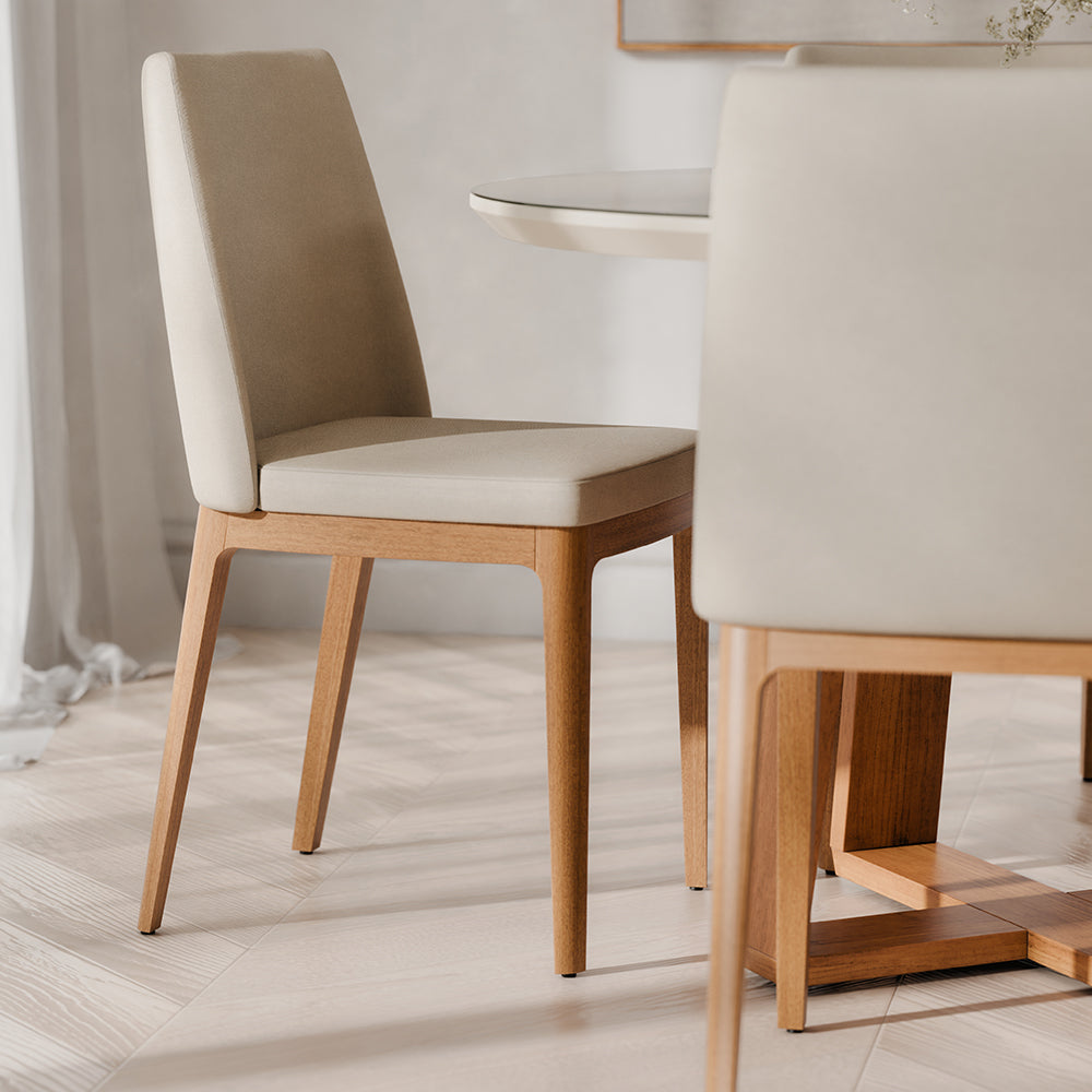 COMEDOR 4 SILLAS REDONDO MADERA 1.2 CITY LINO BEIGE