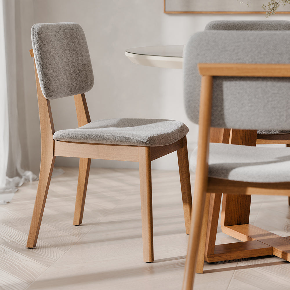 COMEDOR 4 SILLAS REDONDO MADERA 1.2 CLASSIC BOUCLE GRIS