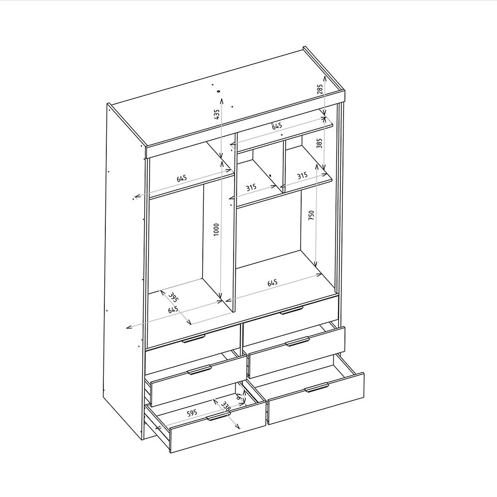 ROPERO 2P 6C ESPEJO FLEX LUCCA MIEL