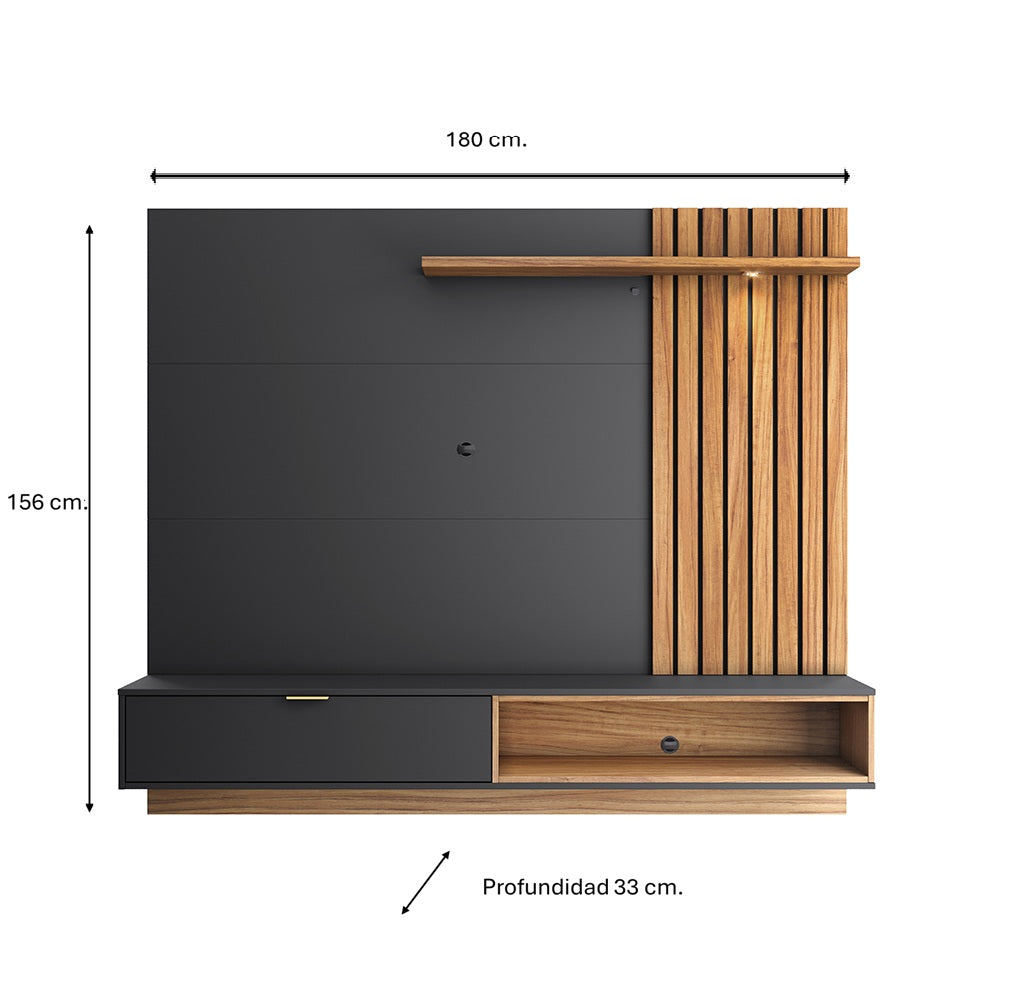 CENTRO DE ENTRETENIMIENTO PANEL MAUI DELUXE 1.8 NEGRO
