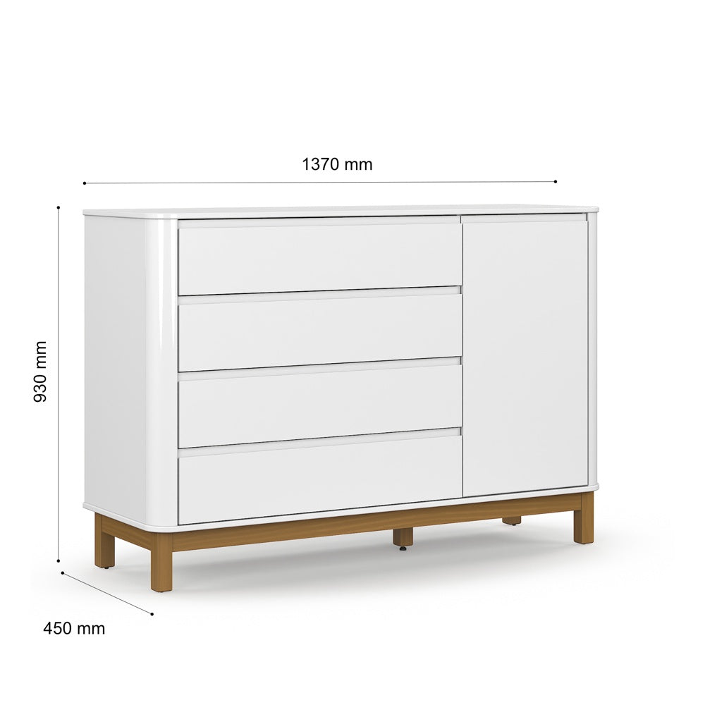 CÓMODA FLOW 1.37 PATAS MADERA BLANCO & NATURE