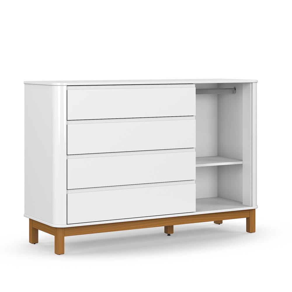 CÓMODA FLOW 1.37 PATAS MADERA BLANCO & NATURE