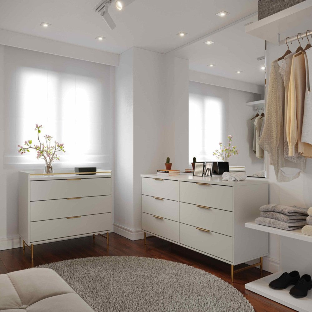 CÓMODA 6 CAJONES 1.35 YVES OFF WHITE DORADO