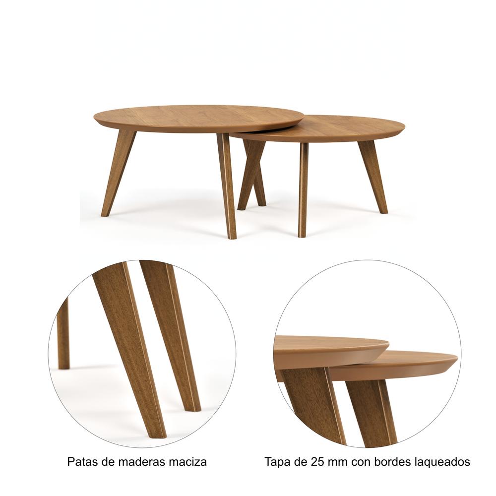 SET MESAS DE CENTRO CLASSIC PATAS MADERA NATURE