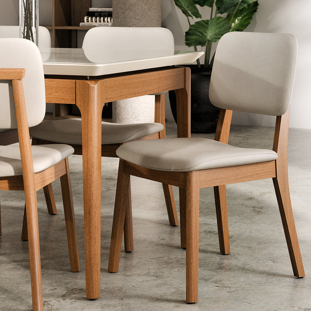 COMEDOR 6 SILLAS MADERA CLASSIC LINO BEIGE