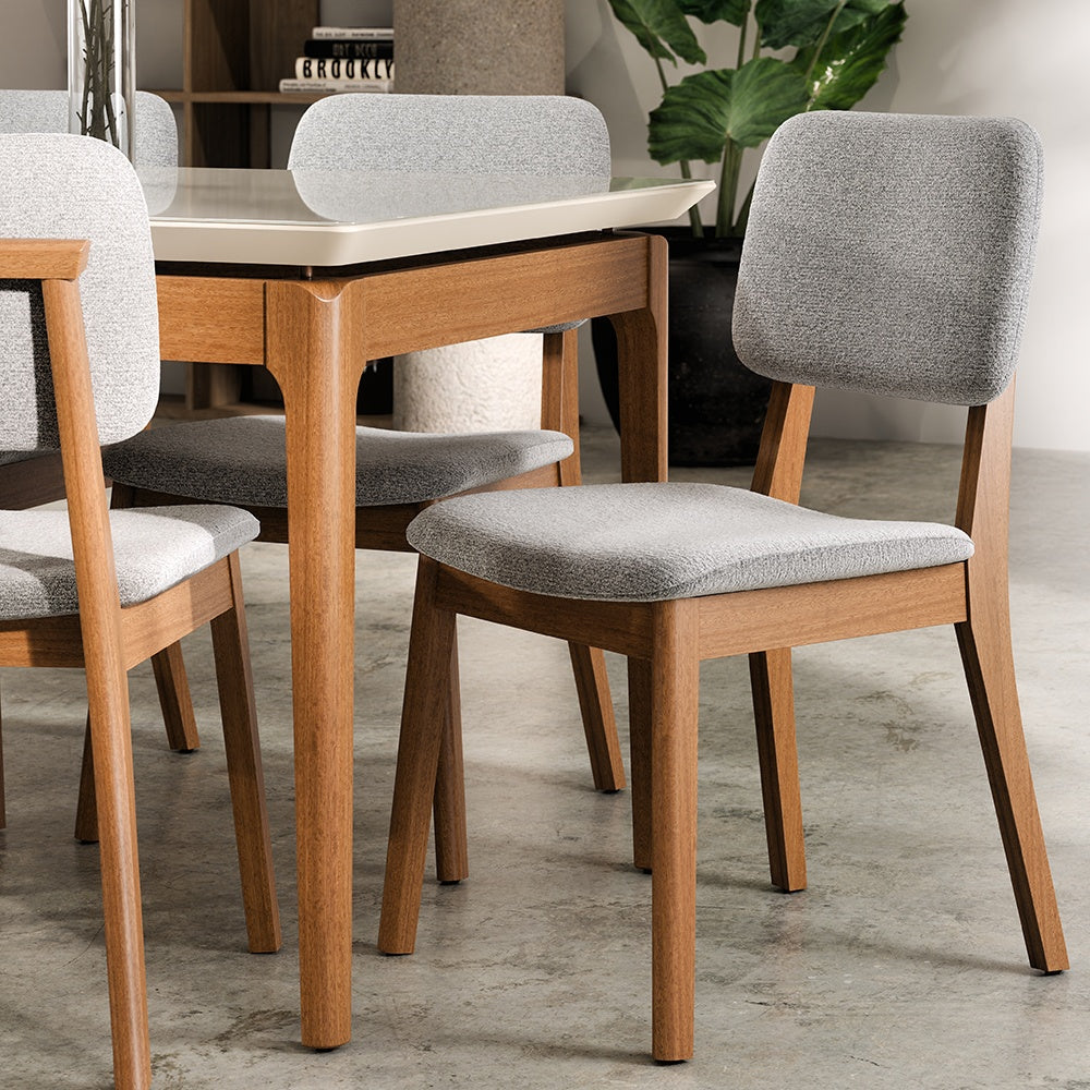 PACK 2 SILLAS DE COMEDOR MADERA CLASSIC BOUCLÉ GRIS CLARO
