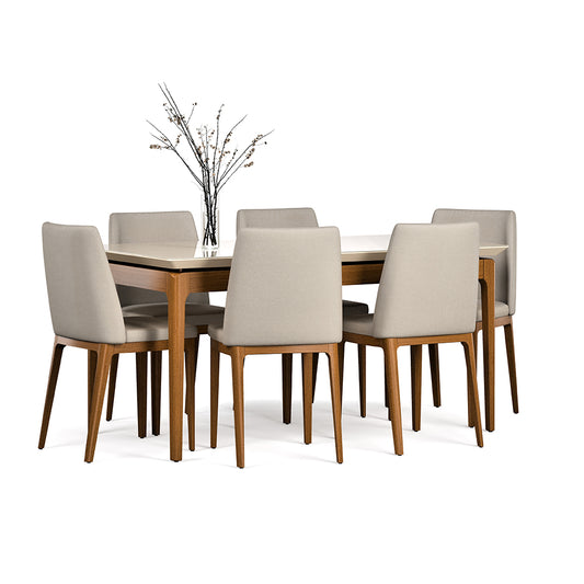 COMEDOR 6 SILLAS MADERA CITY LINO BEIGE