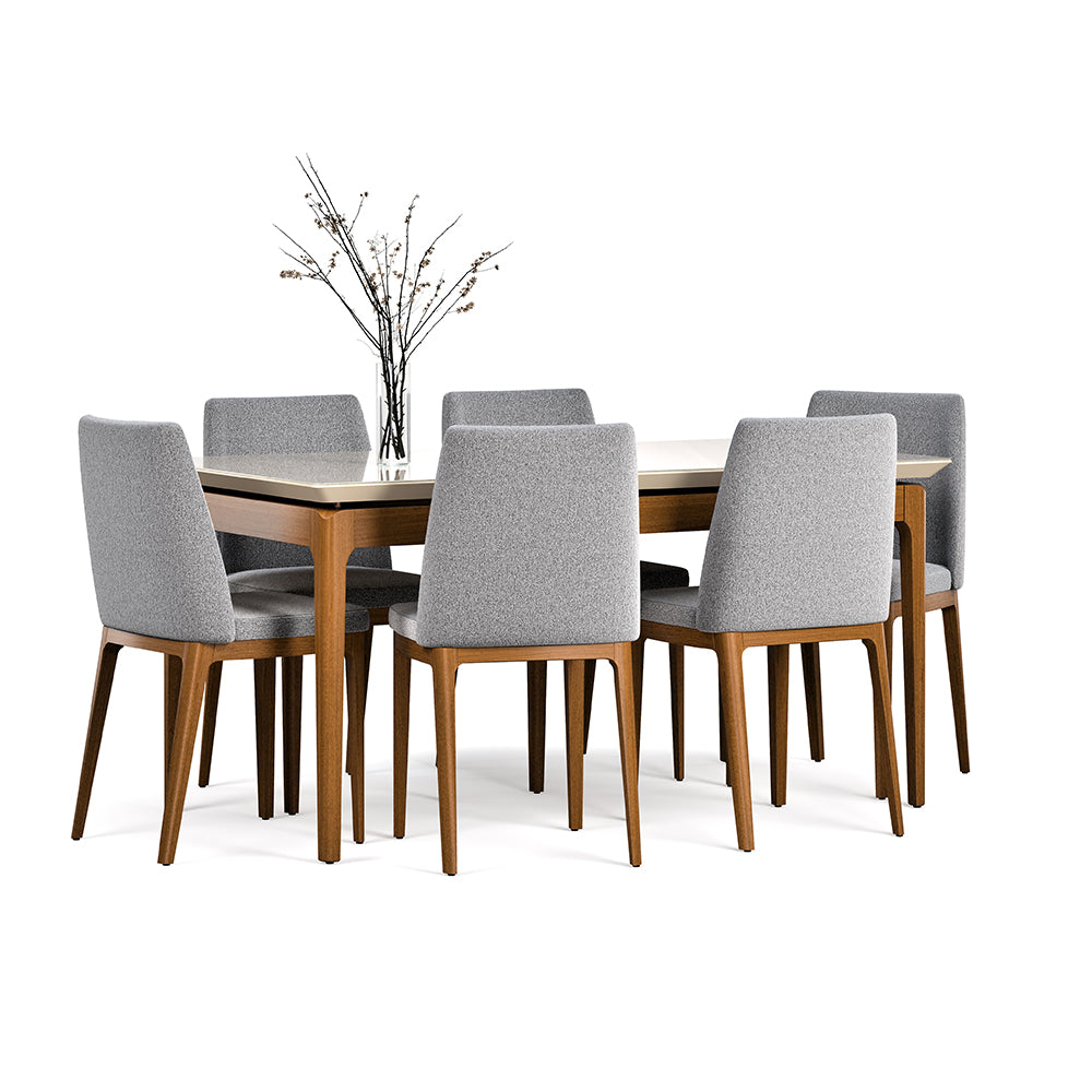 COMEDOR 6 SILLAS MADERA CITY BOUCLÉ GRIS CLARO