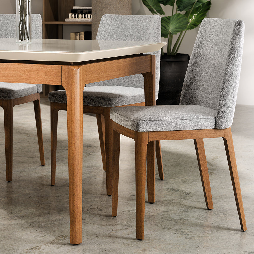 COMEDOR 6 SILLAS MADERA CITY BOUCLÉ GRIS CLARO