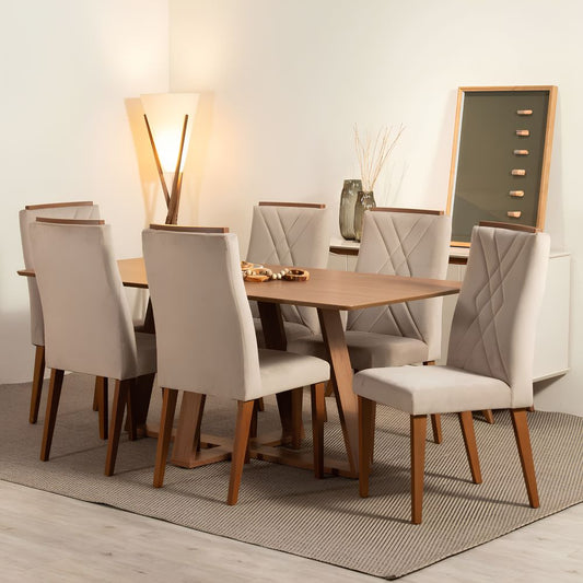 COMEDOR 6 SILLAS MEGAN / MESA AVENA CANELA