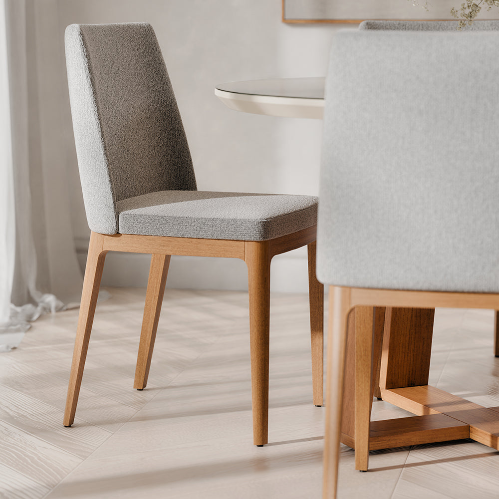COMEDOR 4 SILLAS REDONDO MADERA 1.2 CITY  BOUCLE GRIS