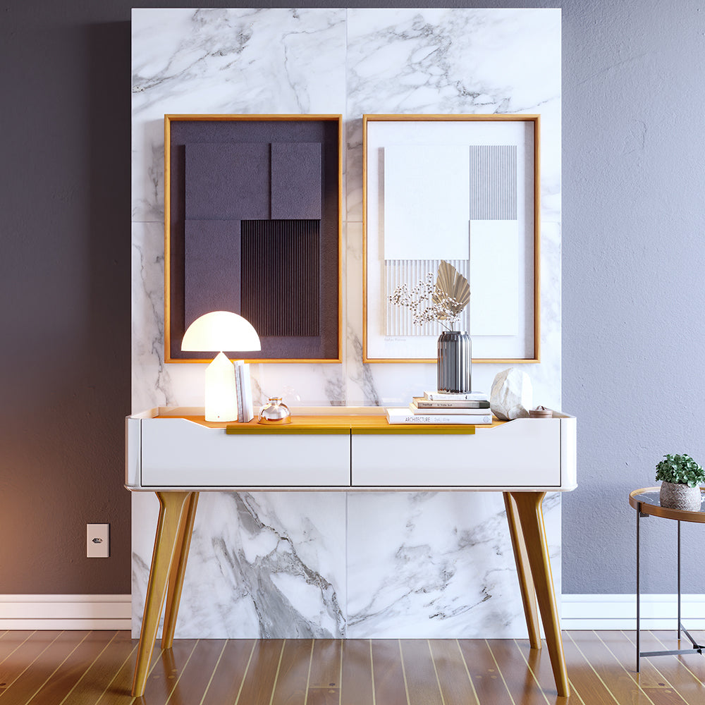 APARADOR ARC 1.36 PATAS MADERA OFF WHITE & NATURE