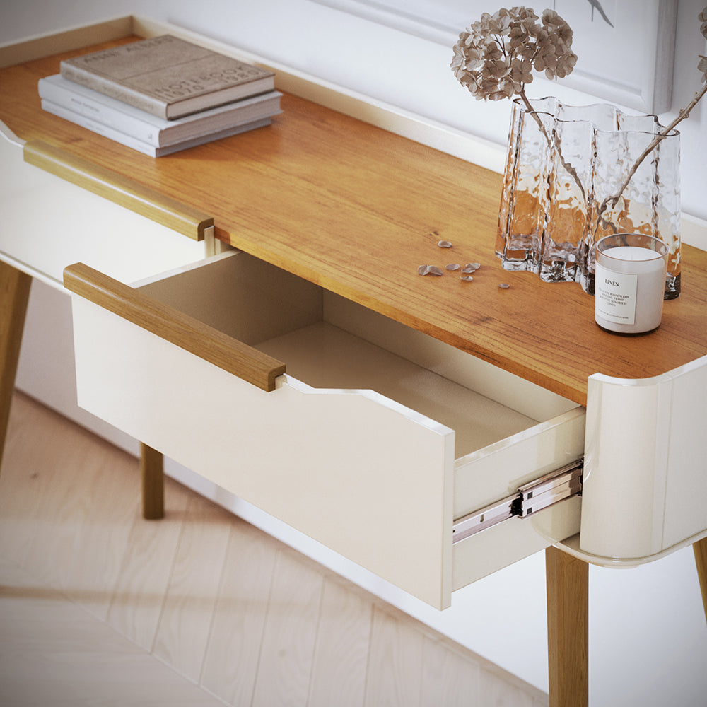 APARADOR ARC 1.36 PATAS MADERA OFF WHITE & NATURE