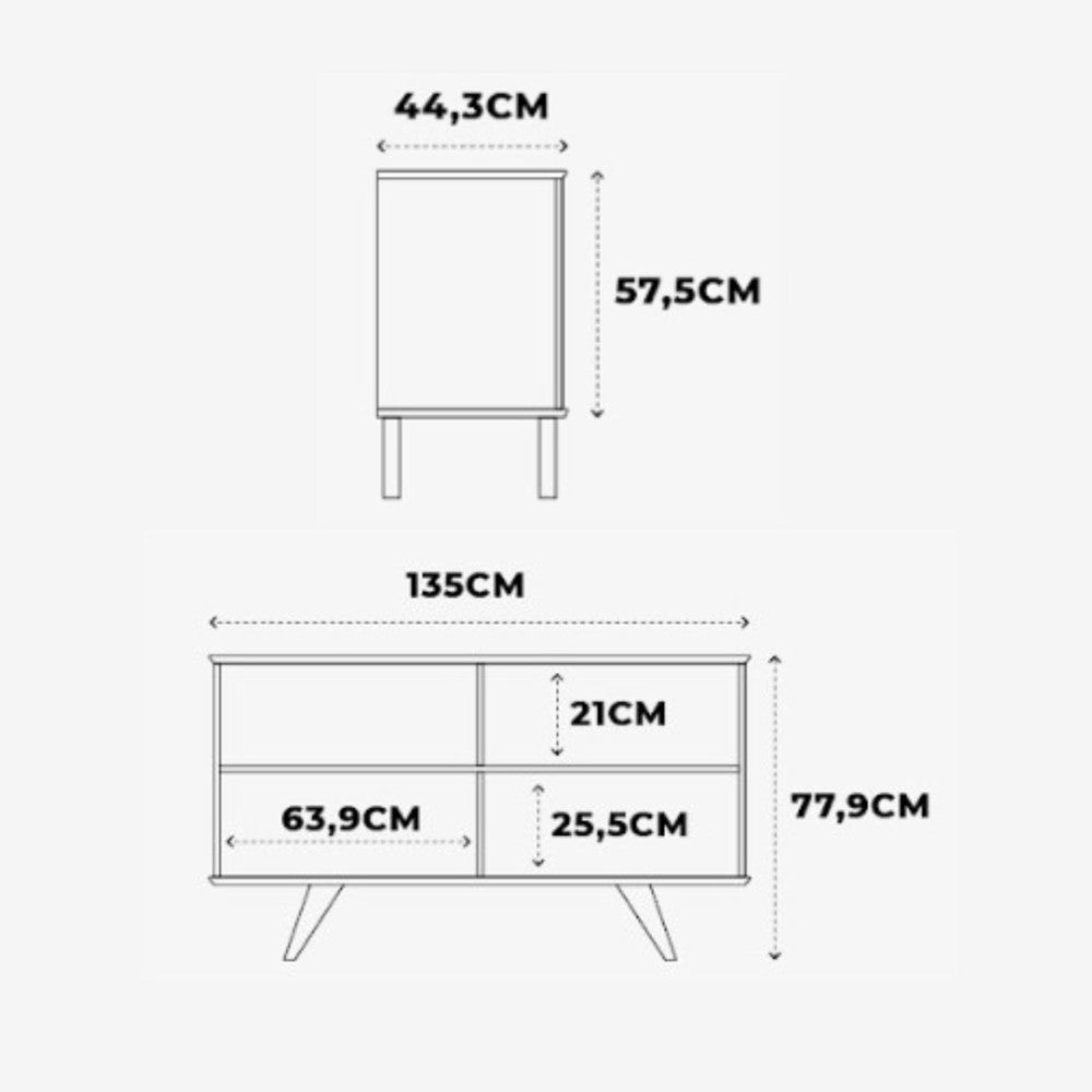 APARADOR OLIVE 1.35 PATAS MADERA OFF WHITE