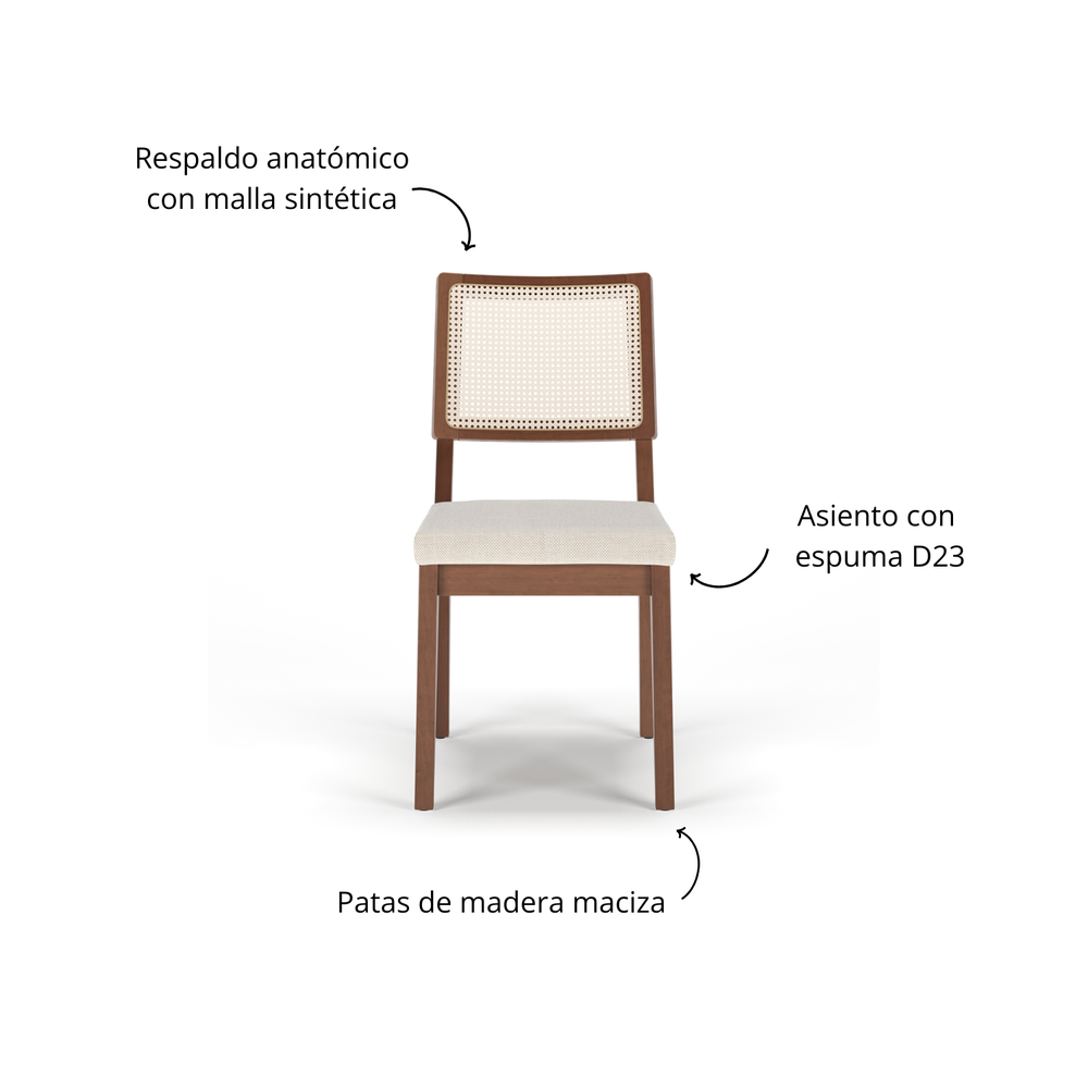 PACK DE 2 SILLAS DE COMEDOR RATTAN SAO PAULO LINO BEIGE