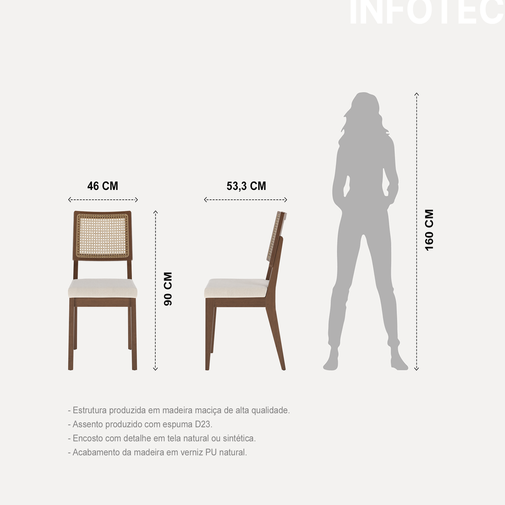 PACK DE 2 SILLAS DE COMEDOR RATTAN SAO PAULO LINO BEIGE