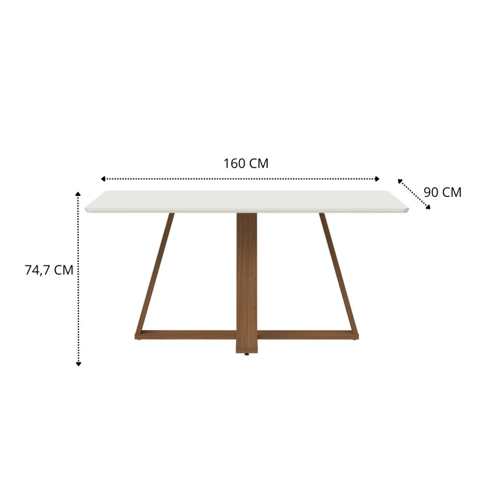MESA DE COMEDOR AVENA 1.6 OFF WHITE & VIDRIO