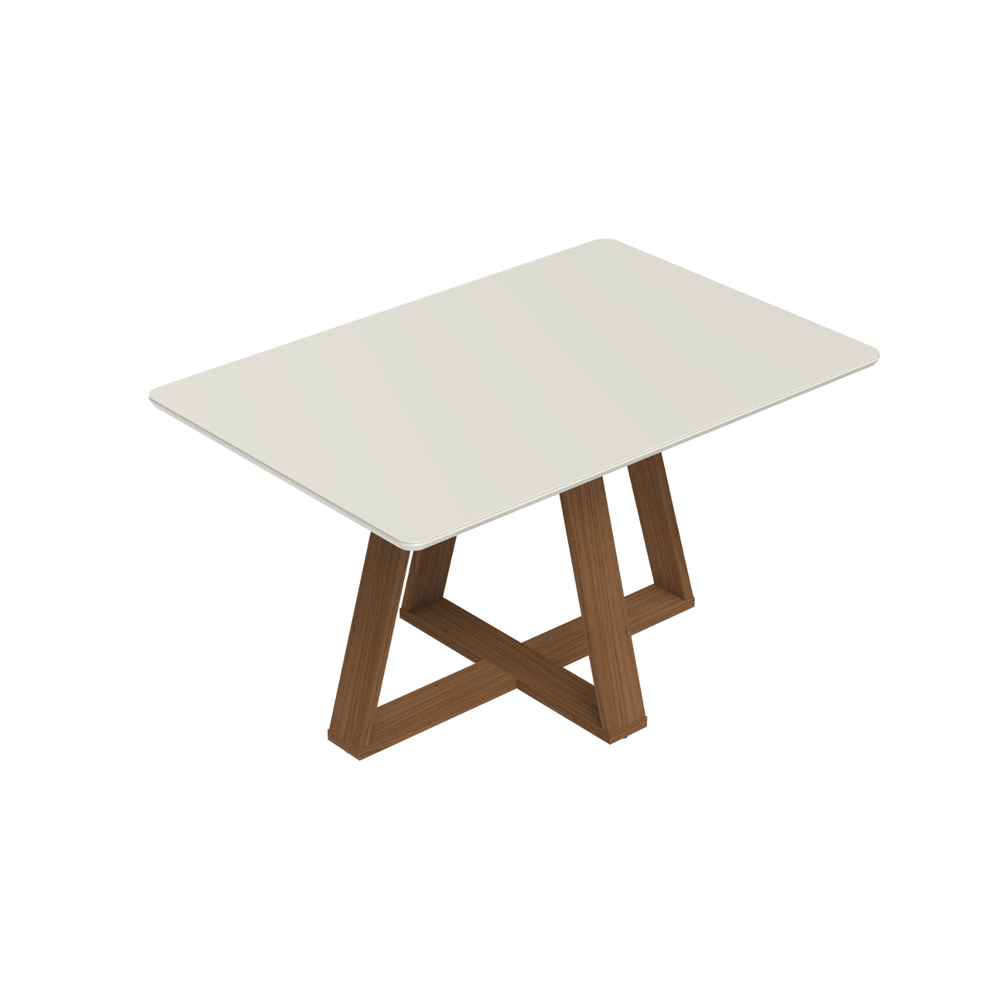 MESA DE COMEDOR PRACTIC CON VIDRIO 135 CM. OFF WHITE