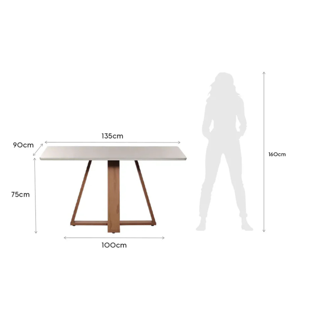 MESA DE COMEDOR PRACTIC CON VIDRIO 135 CM. OFF WHITE