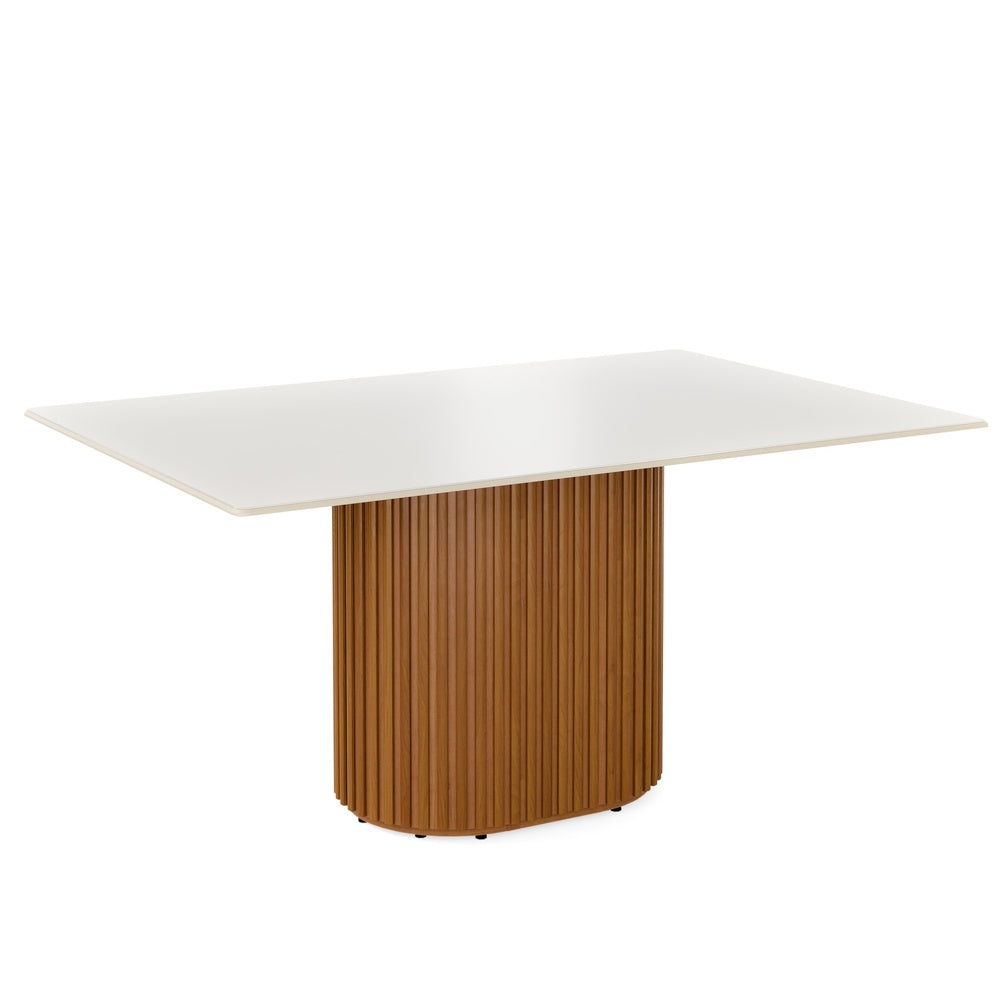 COMEDOR 6 SILLAS LIVING 1.6 VIDRIO  CITY BOUCLE BEIGE
