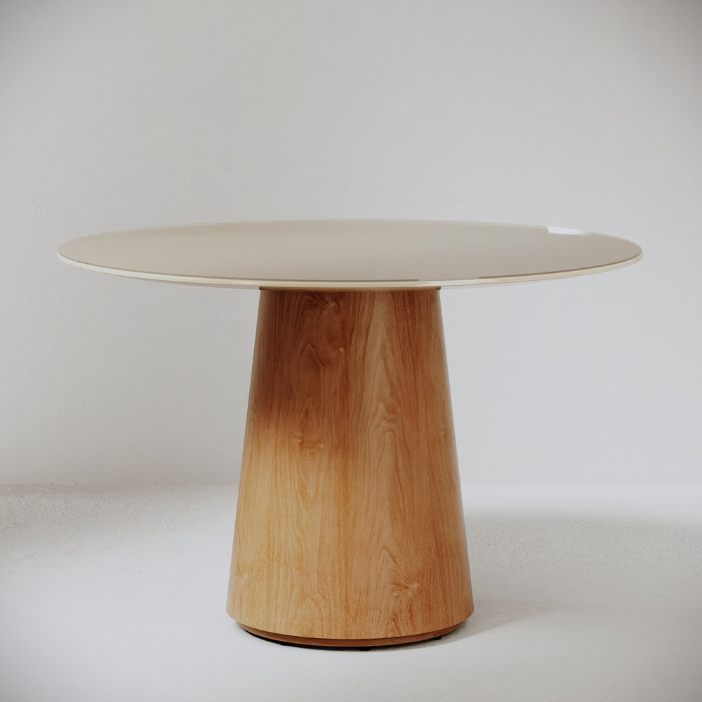 COMEDOR REDONDO 4 SILLAS SARA VIDRIO CLASSIC LINO BEIGE