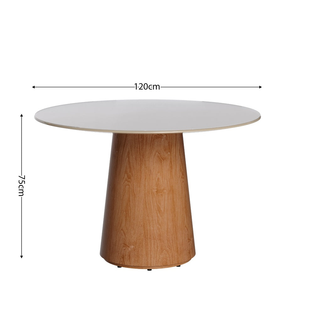 COMEDOR REDONDO 4 SILLAS SARA VIDRIO CLASSIC LINO BEIGE