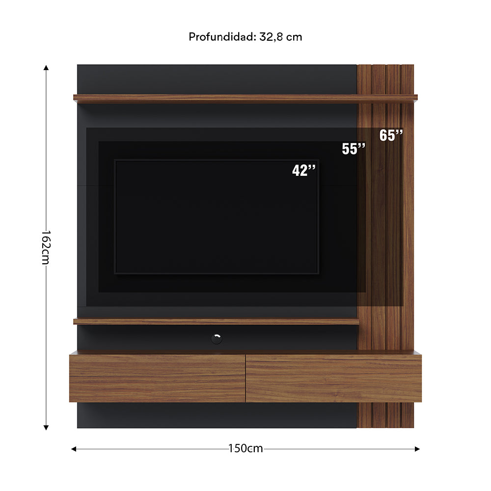 CENTRO DE ENTRETENIMIENTO PANEL HONOLULU NEGRO