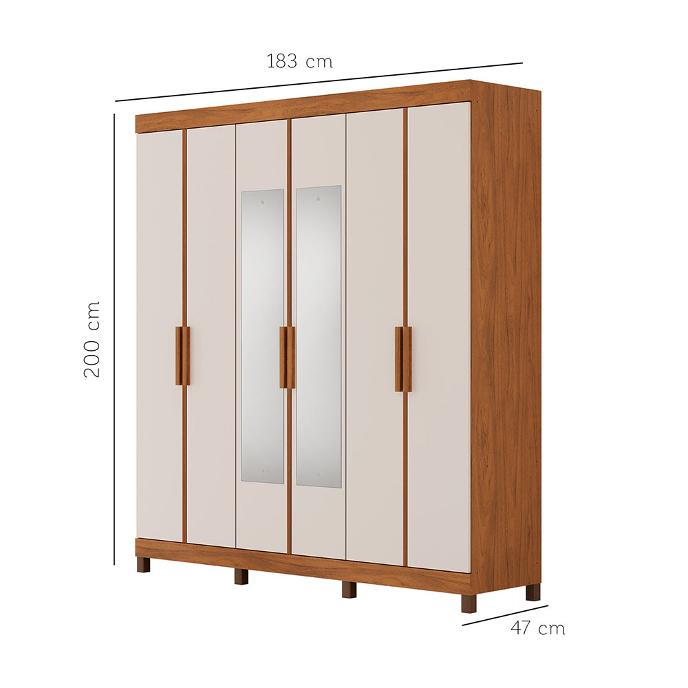 ROPERO 6P 2C CON ESPEJO VALENCIA OFF WHITE