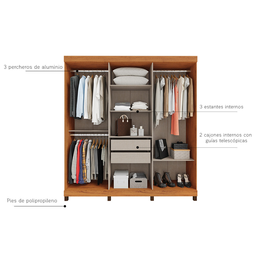 ROPERO 6P 2C CON ESPEJO VALENCIA OFF WHITE