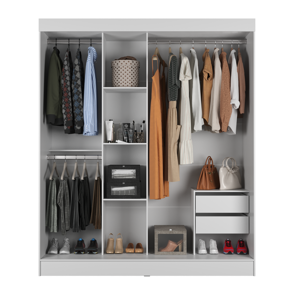 ROPERO 3 PUERTAS CORREDIZAS 2 CAJONES SANTORINI BLANCO