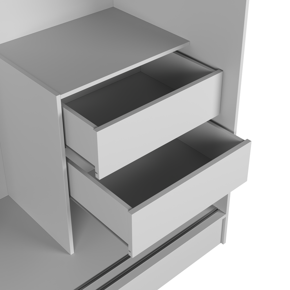 ROPERO 3 PUERTAS CORREDIZAS 2 CAJONES SANTORINI BLANCO