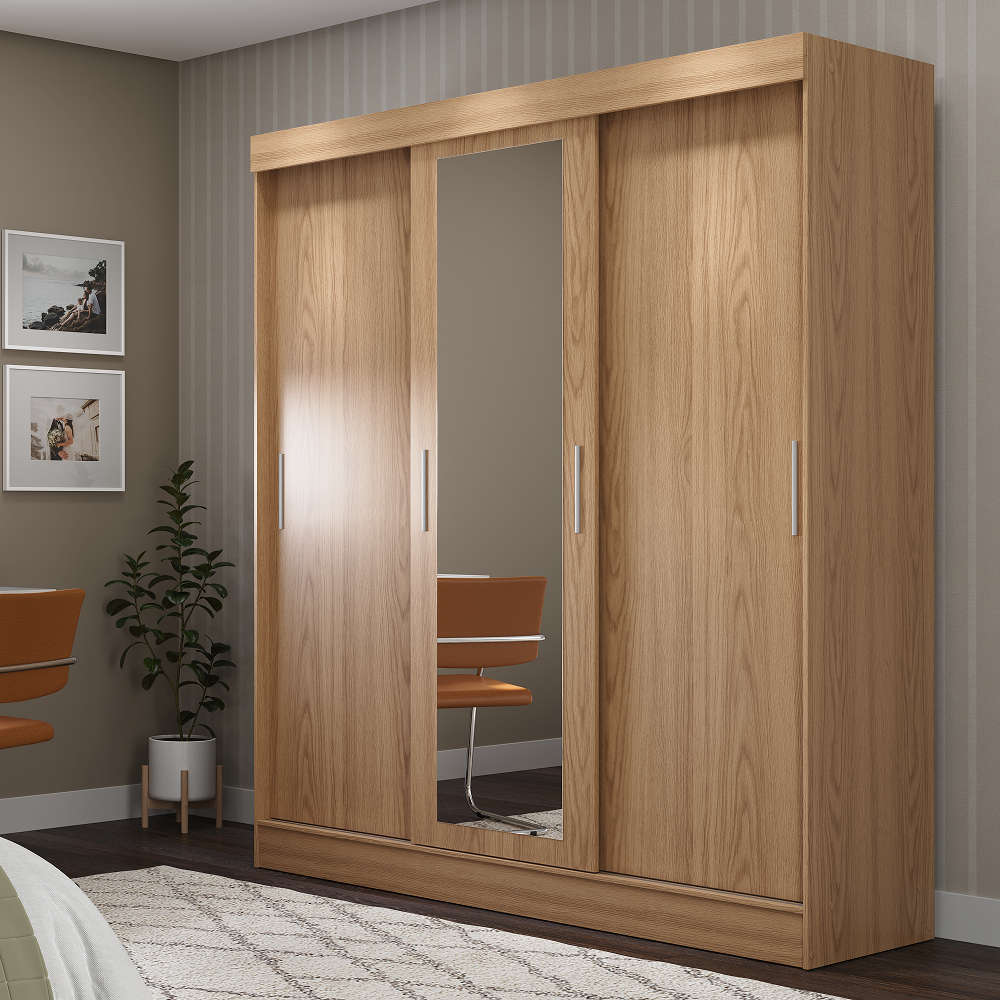 ROPERO 3 PUERTAS CORREDIZAS 2 CAJONES SANTORINI ROUBLE