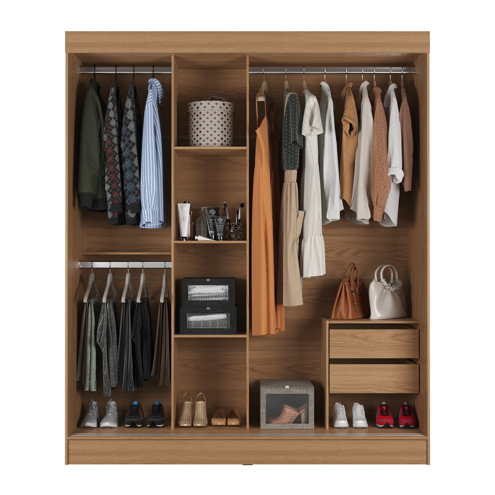 ROPERO 3 PUERTAS CORREDIZAS 2 CAJONES SANTORINI ROUBLE