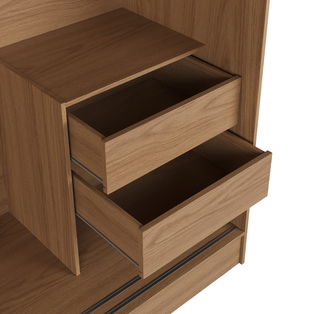 ROPERO 3 PUERTAS CORREDIZAS 2 CAJONES SANTORINI ROUBLE