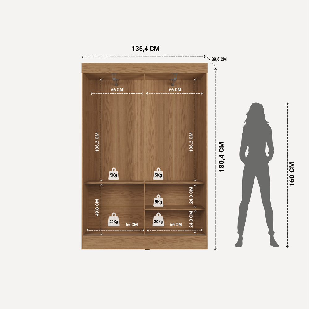 ROPERO 2 PUERTAS CORREDIZAS PORTO ROUBLE