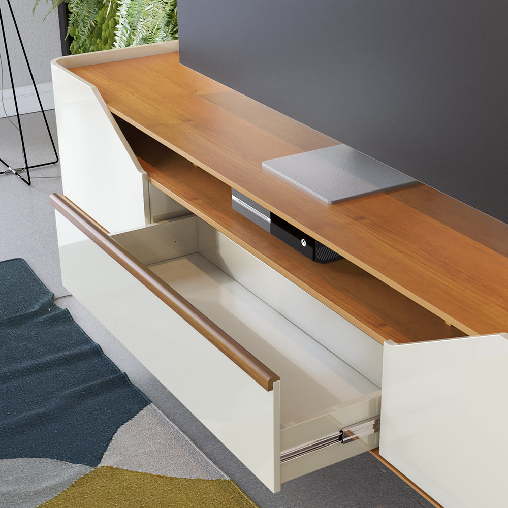 MESA DE TV ARC 1.8 PATAS MADERA OFF WHITE & NATURE
