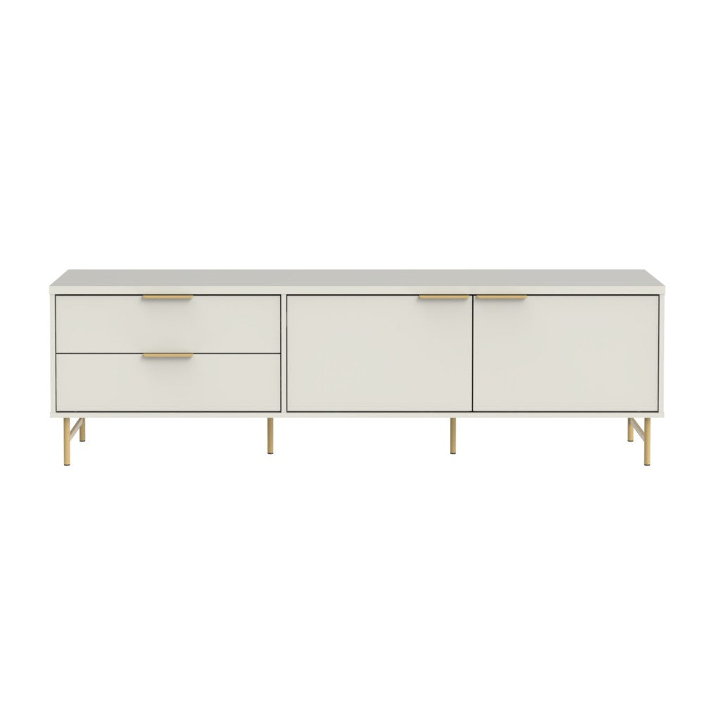 MESA DE TV YVES 1.8 OFF WHITE MATTE DORADO