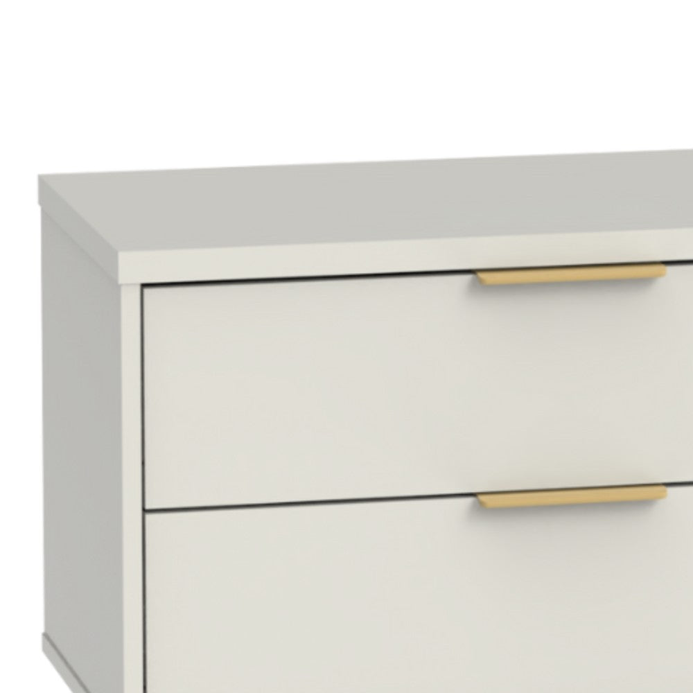 MESA DE TV YVES 1.8 OFF WHITE MATTE DORADO