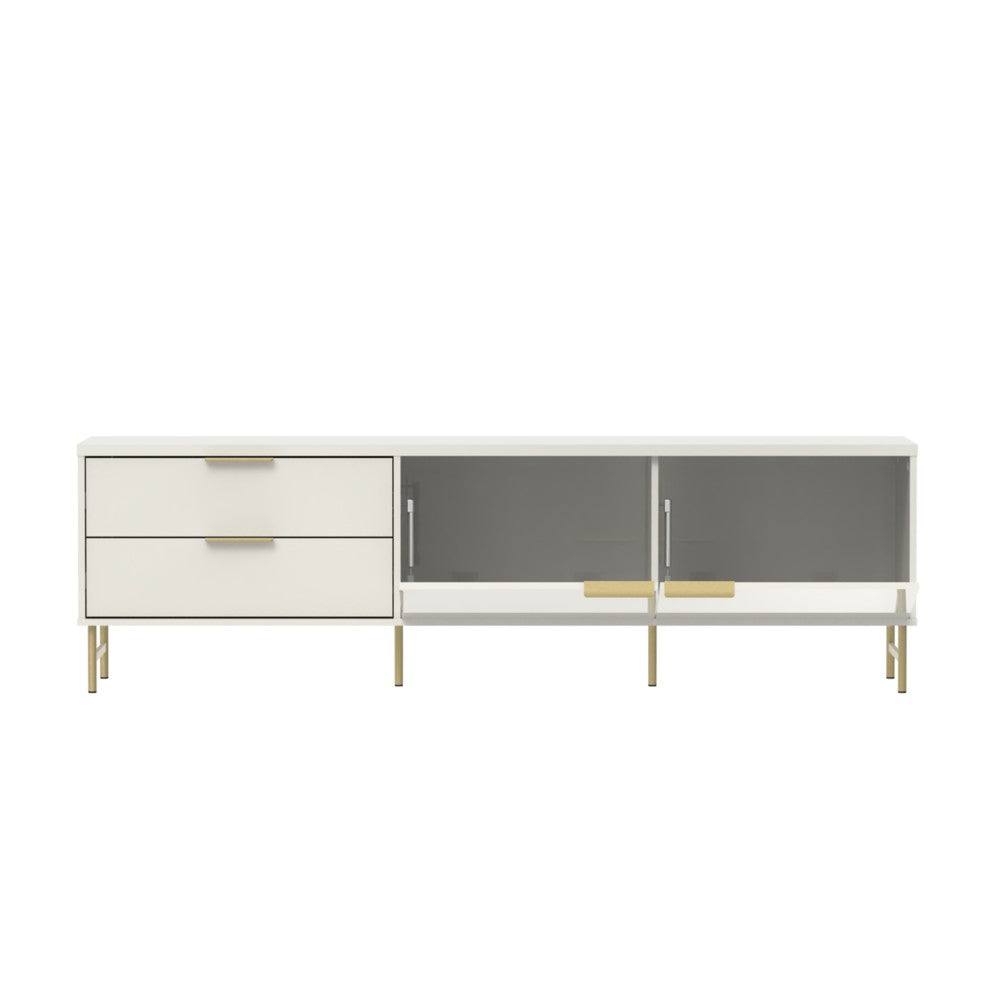 MESA DE TV YVES 1.8 OFF WHITE MATTE DORADO