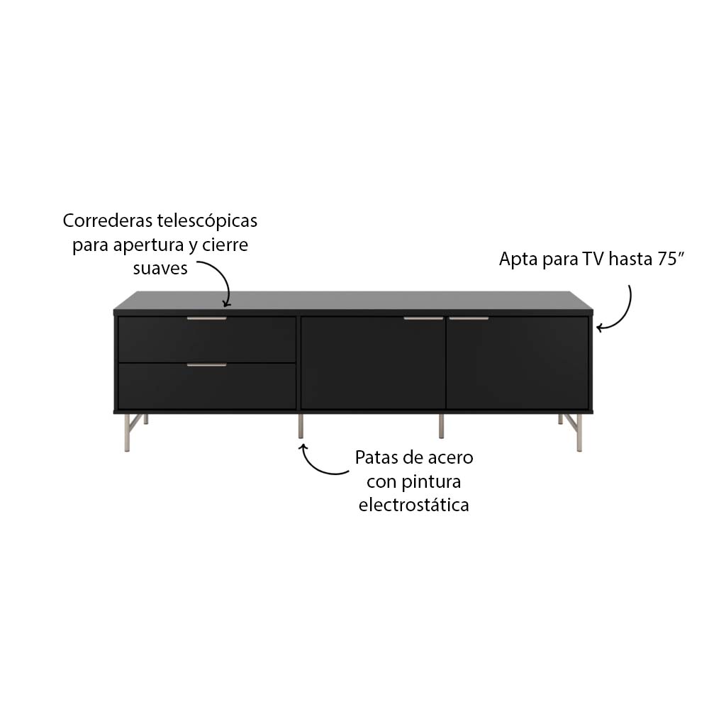 MESA DE TV YVES 1.8 NEGRO CHAMPAGNE
