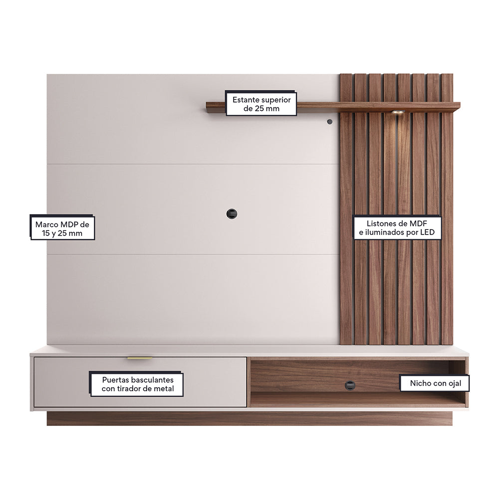 CENTRO DE ENTRETENIMIENTO PANEL MAUI DELUXE 1.8 OFF WHITE