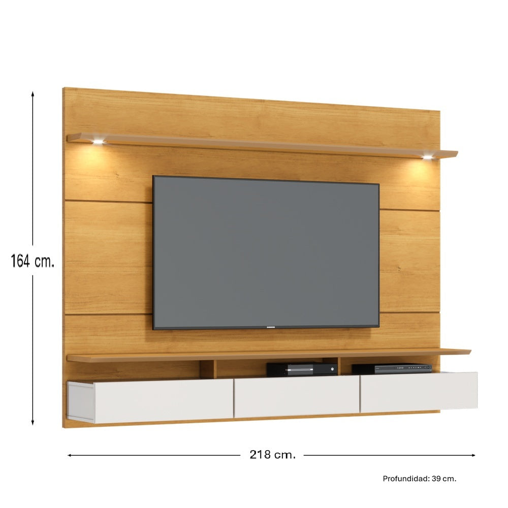 CENTRO DE ENTRETENIMIENTO PANEL DECORE LED DELUXE 2.2 NATURE & OFF WHITE