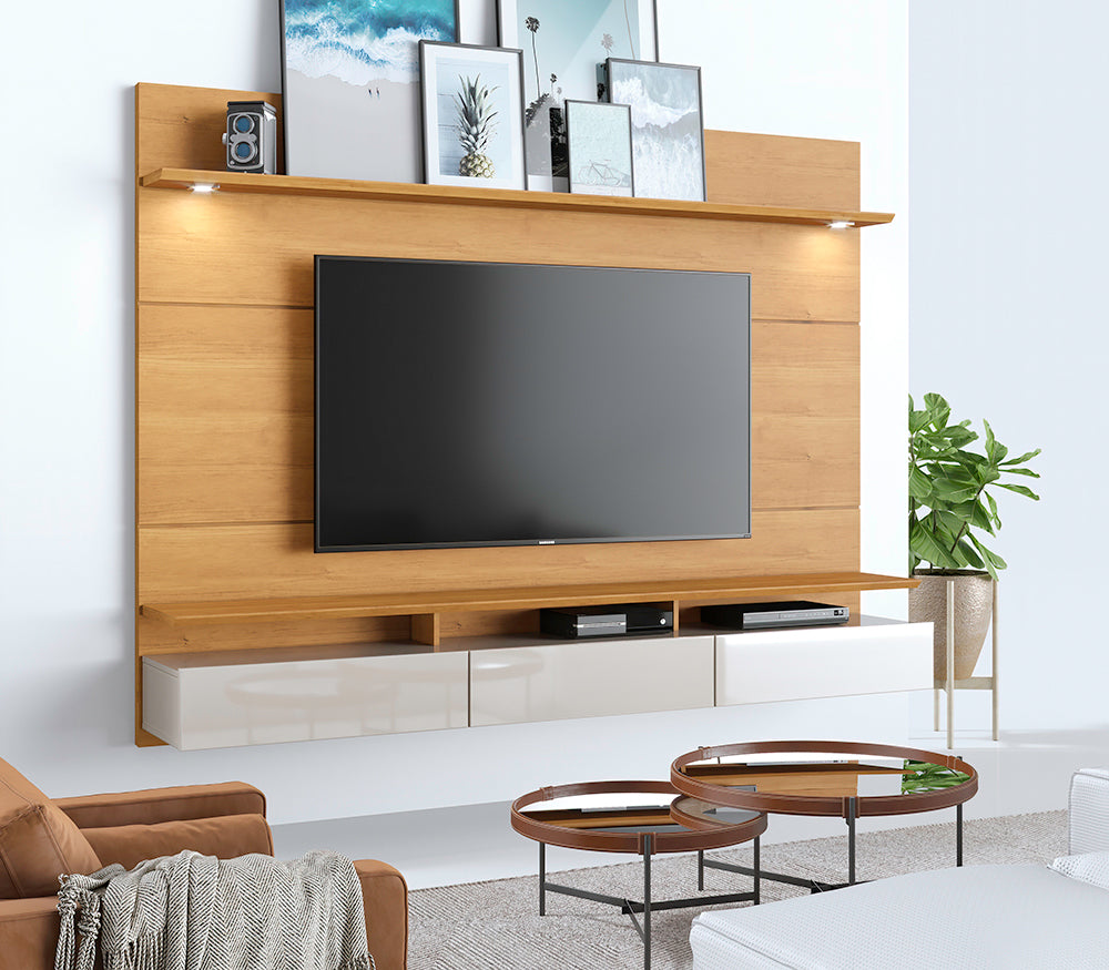 CENTRO DE ENTRETENIMIENTO PANEL DECORE LED 1.8 NATURE & OFF WHITE
