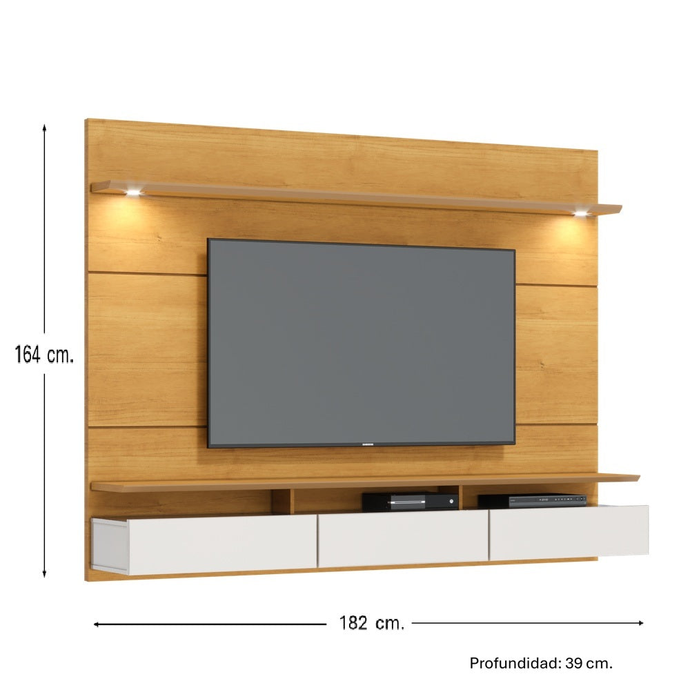 CENTRO DE ENTRETENIMIENTO PANEL DECORE LED 1.8 NATURE & OFF WHITE