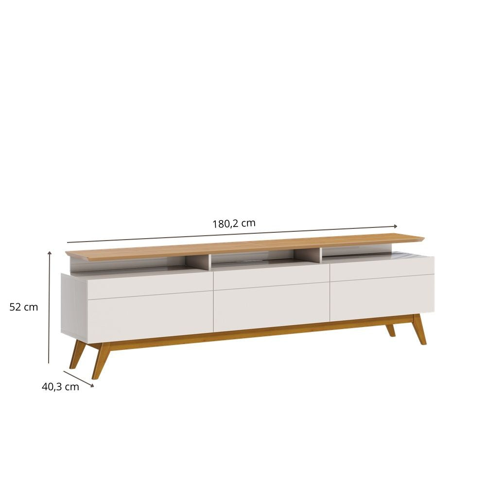 COMBO MESA DE TV STAND + PANEL CLASSIC LED 1.8 NATURE & OFF WHITE