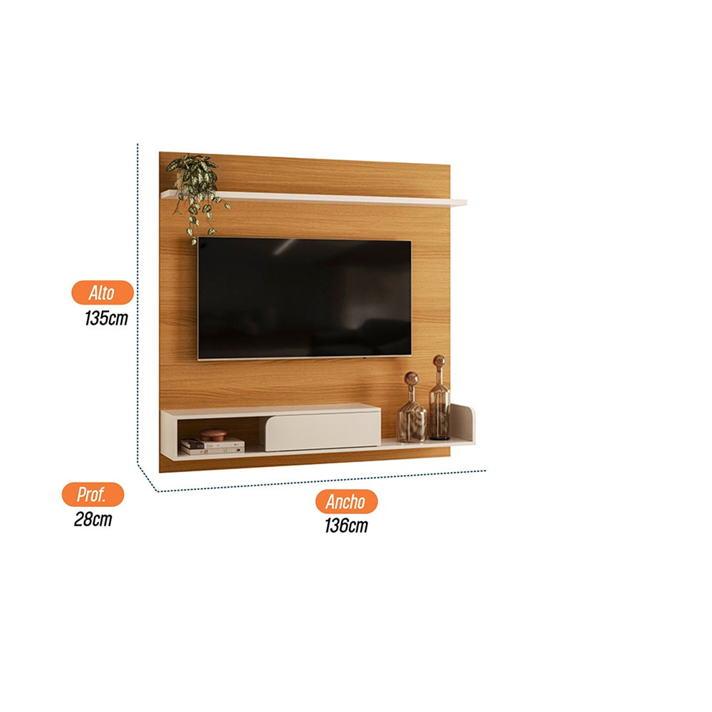 CENTRO DE ENTRETENIMIENTO DE TV PANEL BURNIE CINAMONO