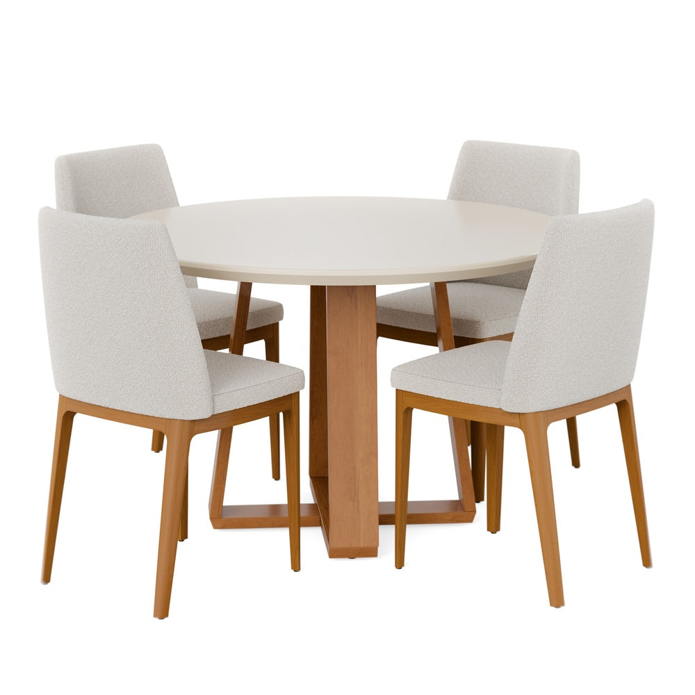 COMBO WOOD + 4 SILLAS CITY BOUCLE BEIGE